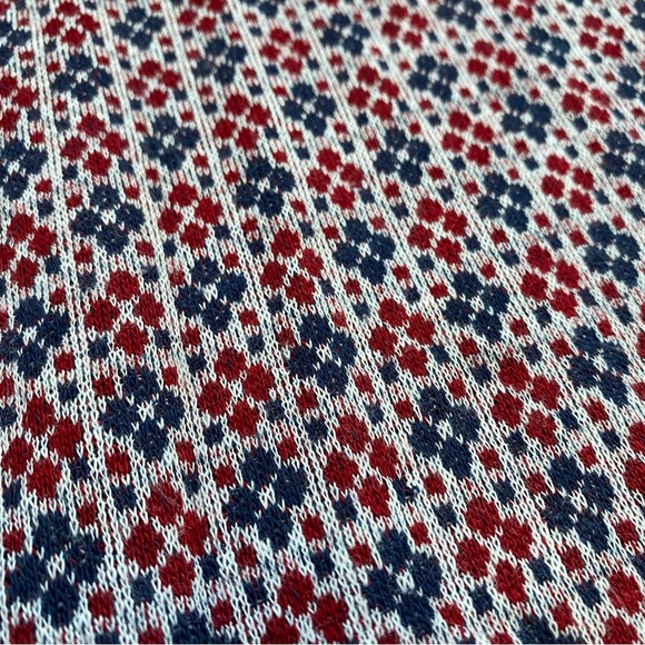 Vintage 70s Permanent-Prest By Sears Floral Knit Button Up Shirt - Picture 3 of 6